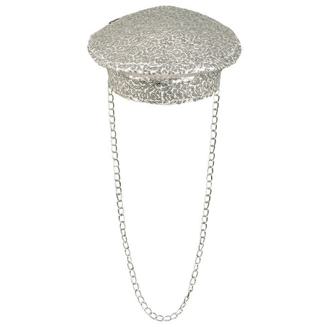 Boland 33022 - Dusty Delight Hat, Silver, with Sequins and Link Chain, Rock S... - TC Toys