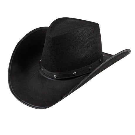 Black Deluxe Adult Wichita Cowboy Hat, unisex western accessory, felt look.