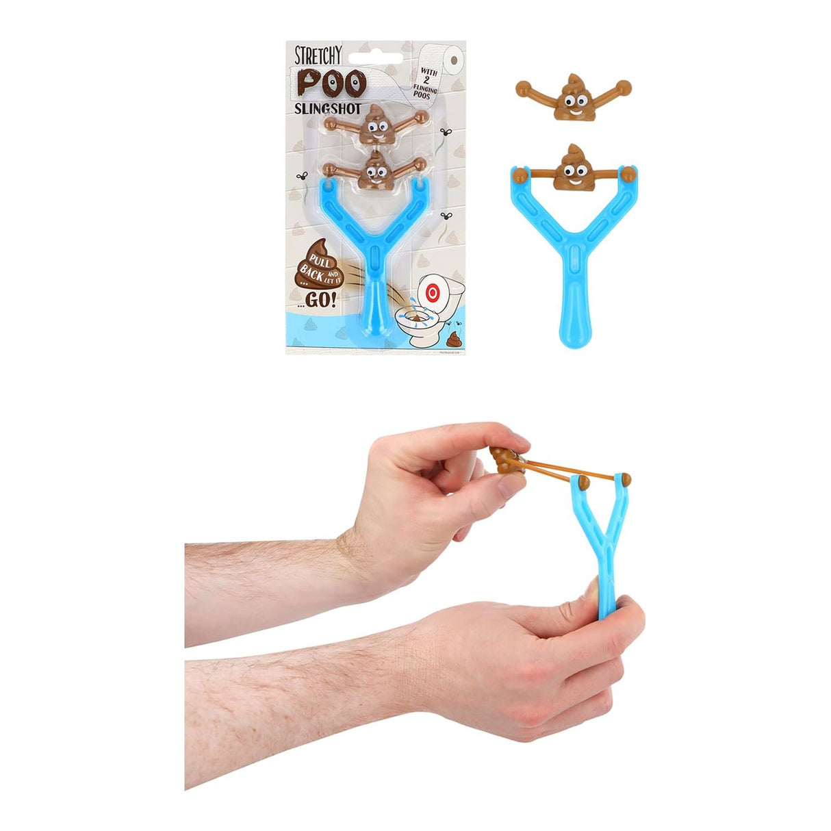 Poo Slingshot Toy with 2 Flying Poo Bullets