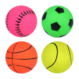 24 x Assorted Sports Pattern Hard Sponge Rubber Hi-Bounce Balls - Wholesale Box