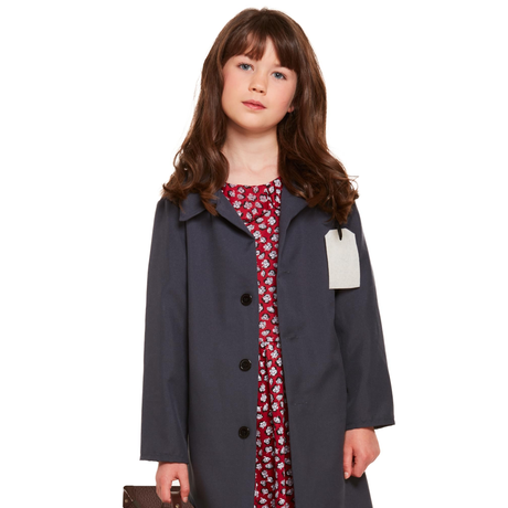 Evacuee girl WW2 1940s costume for ages 10-12, perfect for Book Day.