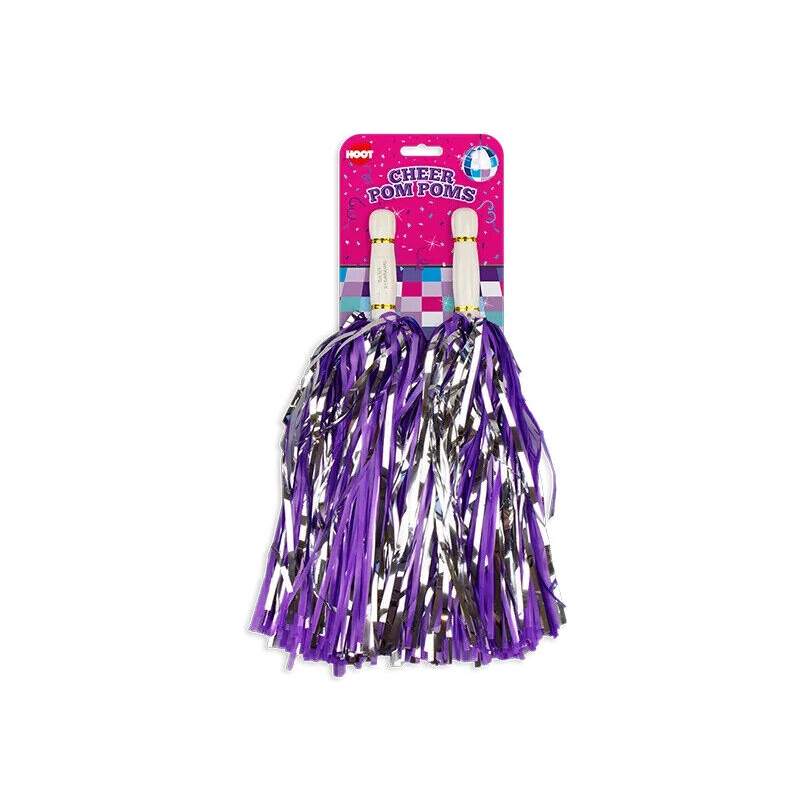 1 Pair Silver & Purple Cheerleader Pompoms Pom Poms Dancewear