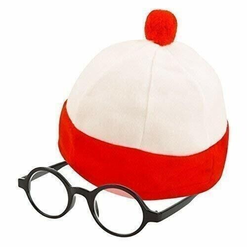 Childs Red Bobble Hat & Glasses - Costume Accessory Fancy Dress World Book Day