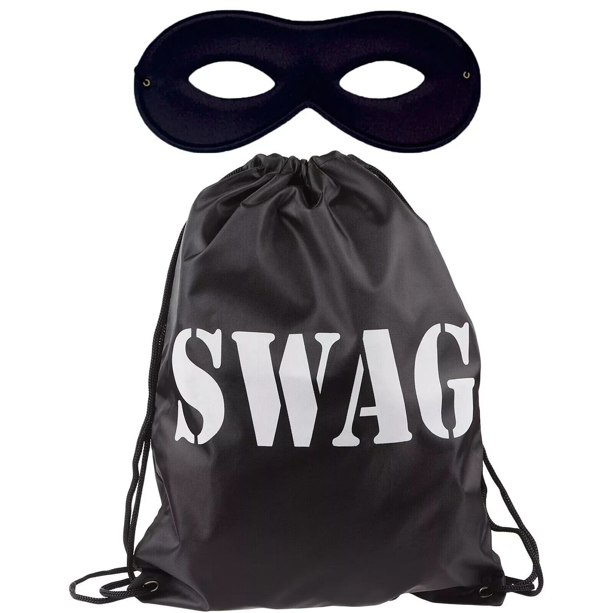 SWAG BAG EYE MASK DRAWSTRING BURGLAR SACK GANGSTA ROBBER THIEF FANCY DRESS BOOK