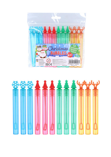 Henbrandt Single Mini Christmas Bubble Tubes with Wand (Pack of 12) Children’... - TC Toys