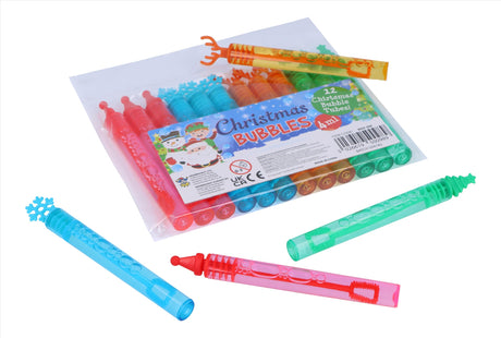 Henbrandt Single Mini Christmas Bubble Tubes with Wand (Pack of 12) Children’... - TC Toys