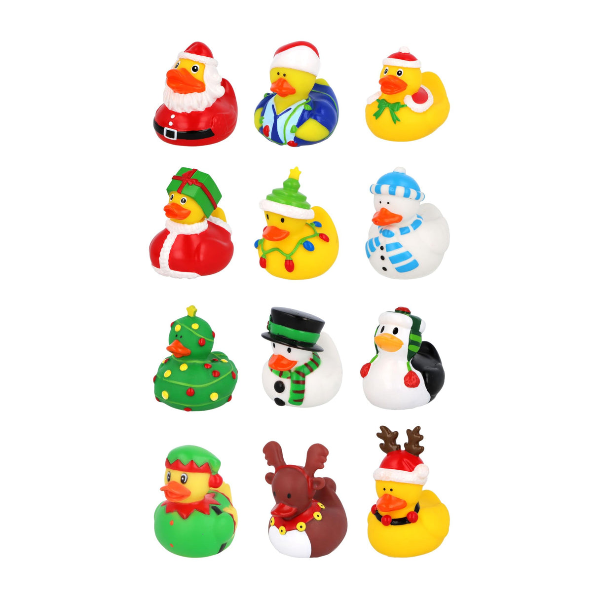 12 Mini Christmas Rubber Ducks 12 Assorted Designs - TC Toys