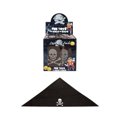 Black pirate bandana for children with skull and crossbones design.