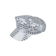 70s silver sequin disco hat for adults, perfect for 1970s themed parties.