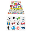 Mini Football Temporary Tattoos pack with 12 designs, featuring football-themed images, ideal for fans and game days.