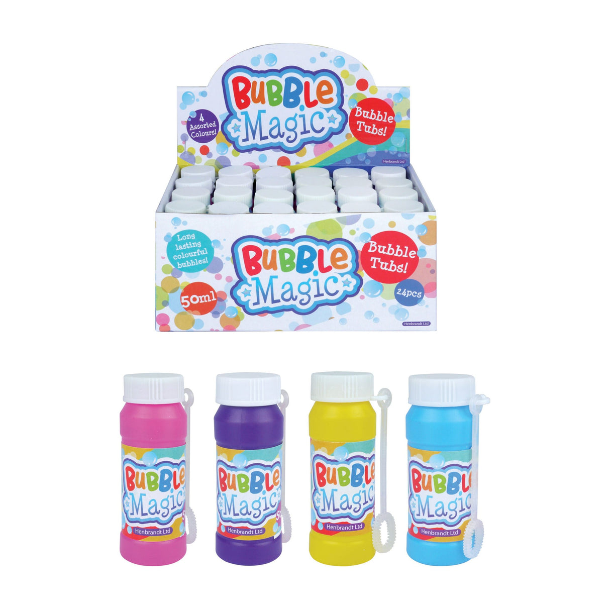 Pack of 24 Magic Bubble Tubs with Wand (50ml) - TC Toys