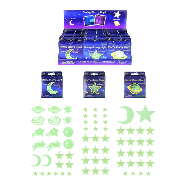 Glow in the Dark Stars (3 Assorted Sizes) 24 Piece Boxes - TC Toys