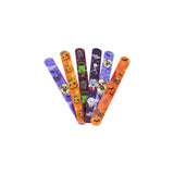 Assorted Halloween slap bracelets with spooky designs.